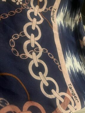 Tanger Nautical Chain Print Scarf in Navy & Blush